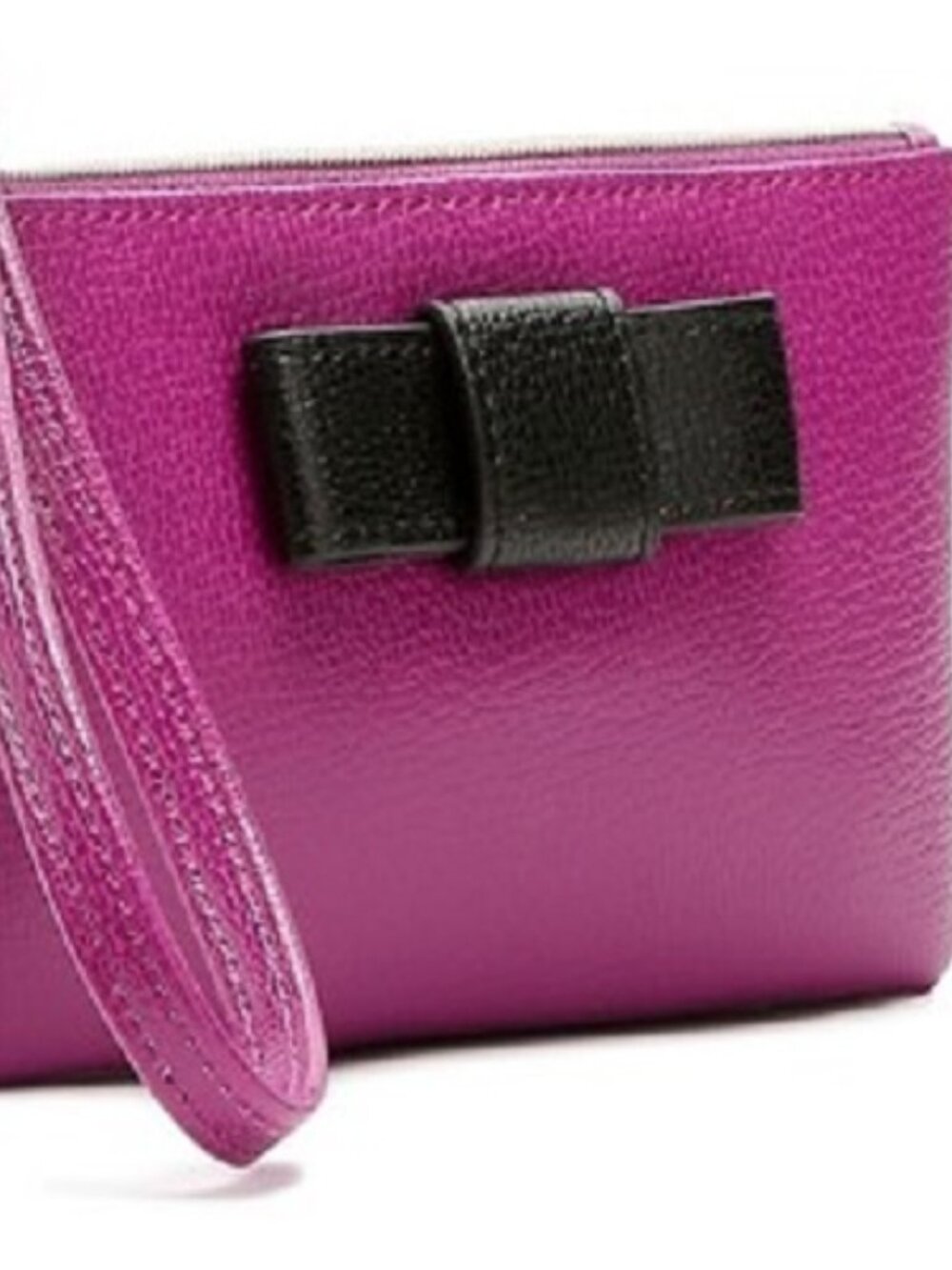 Pink Faux Leather Wristlet with Black Bow